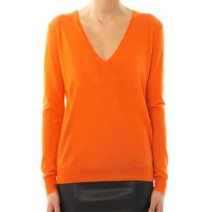 ERIC BOMPARD Orange 100% Cashmere V Neck Sweater M